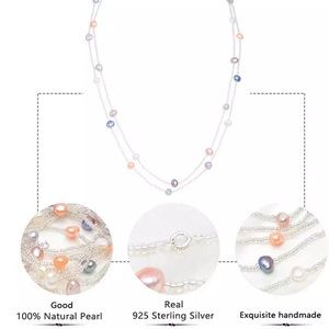 925 Multicolored Fresh Water Long Pearl Necklace